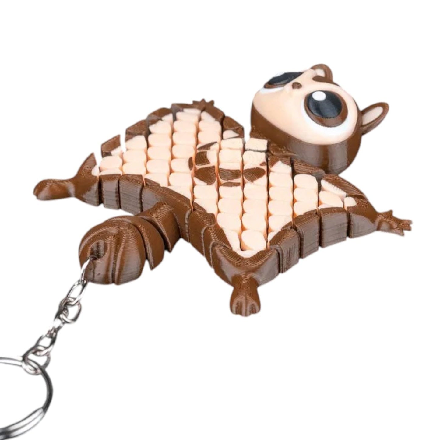Merle the Flying Squirrel Fidget Keychain β Flexible Articulated Mesh Animal Figurine for Stress Relief & Bag Charm β Cute 3D Printed Squirrel Accessory β 3D Printed in Canada