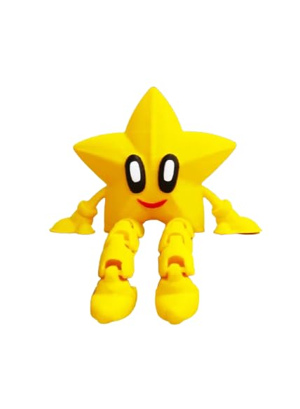 Articulated Christmas Star Figure – Poseable Holiday Shelf Sitter with Big Eyes & Legs – 3D Printed in Canada