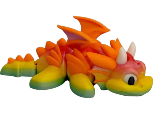 Aquatic Dragon Figurine – Colorful Fantasy Collectible with Ocean-Inspired Gradient & Wings – 3D Printed in Canada
