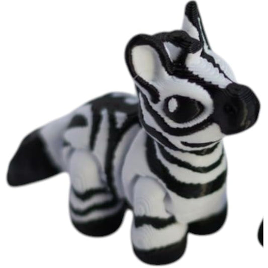 Adorable Zebra Cinder Hatchling Figurine – Flexible Articulated Desk Pet & Collectible Animal Sculpture – Unique 3D Printed Gift for Teens & Adults – 3D Printed in Canada