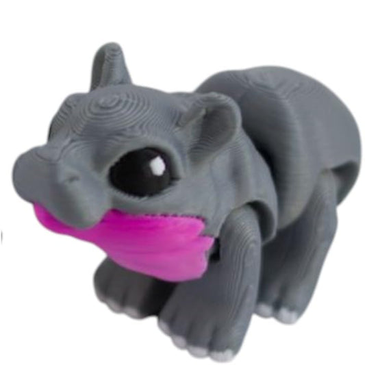 Adorable Hippo Cinder Hatchling Figurine – Flexible Articulated Collectible Desk Pet for Stress Relief & Display – Unique 3D Printed Gift for Teens & Adults – 3D Printed in Canada