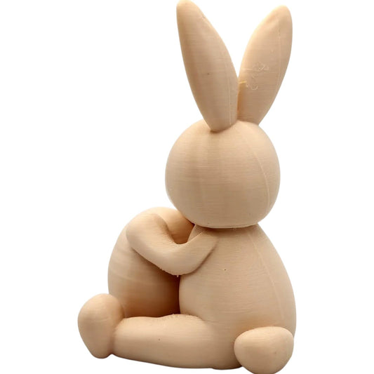 Bunny Hugging Easter Egg – Cute Minimalist Spring Figurine | Easter Tabletop Bunny Decoration – 3D Printed in Canada