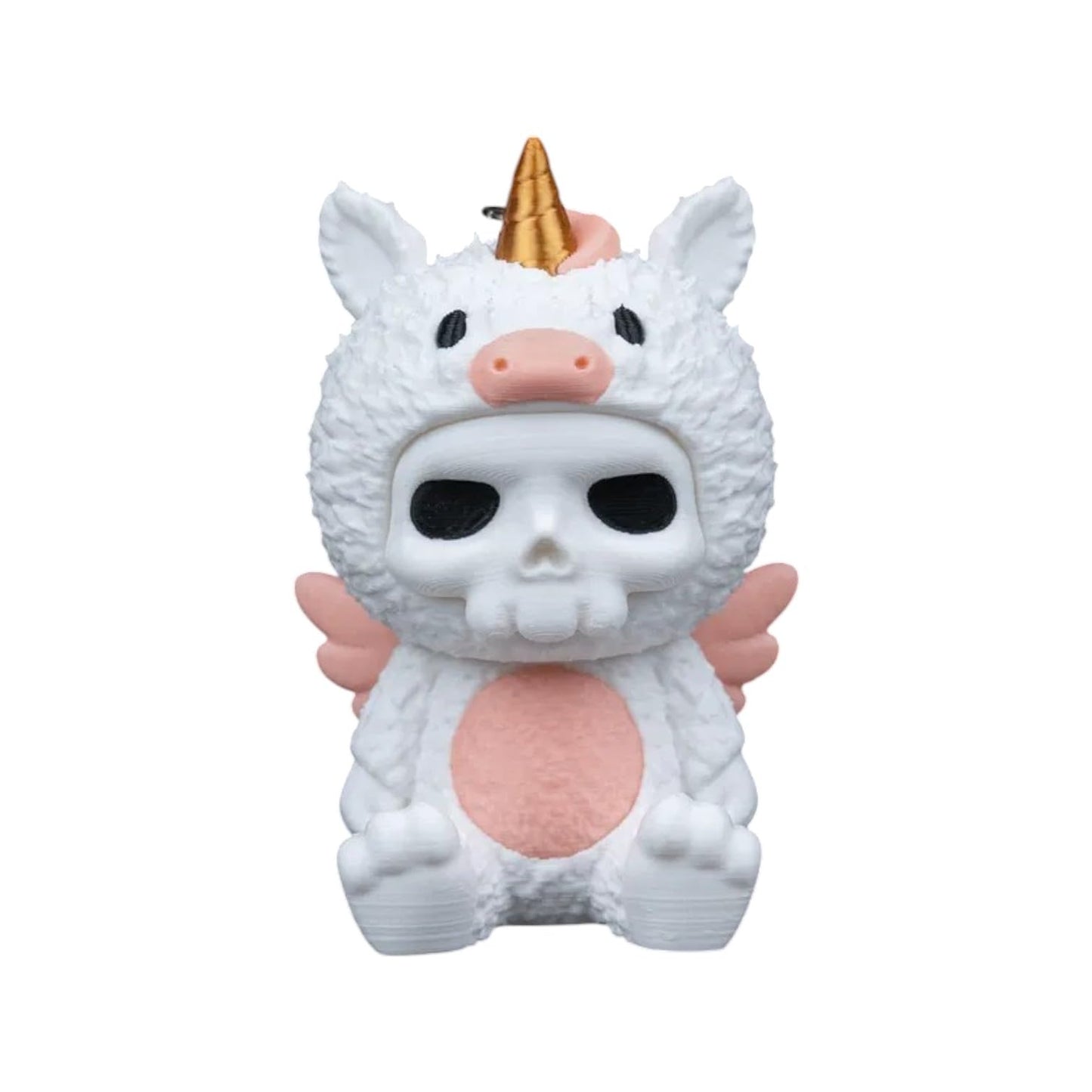 Skubbies – Unna Unicorn Pig Skeleton Mini Figurine Collectible, 2" – Pack of 5 with Keychain Ring Connector – Cute Backpack & Purse Accessory for Teens & Adults – 3D Printed in Canada