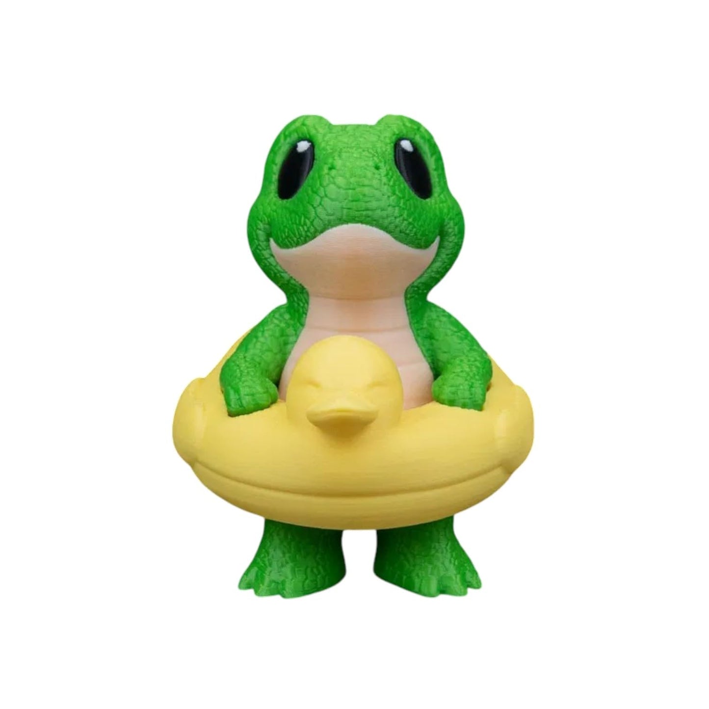 FloaT-Rex Dinosaur Pool Float Keychain – Pack of 5 Figurine – Cute Green Dino with Yellow Duck Floatie – Backpack, Purse, Lanyard or Zipper Accessory – 3D Printed in Canada