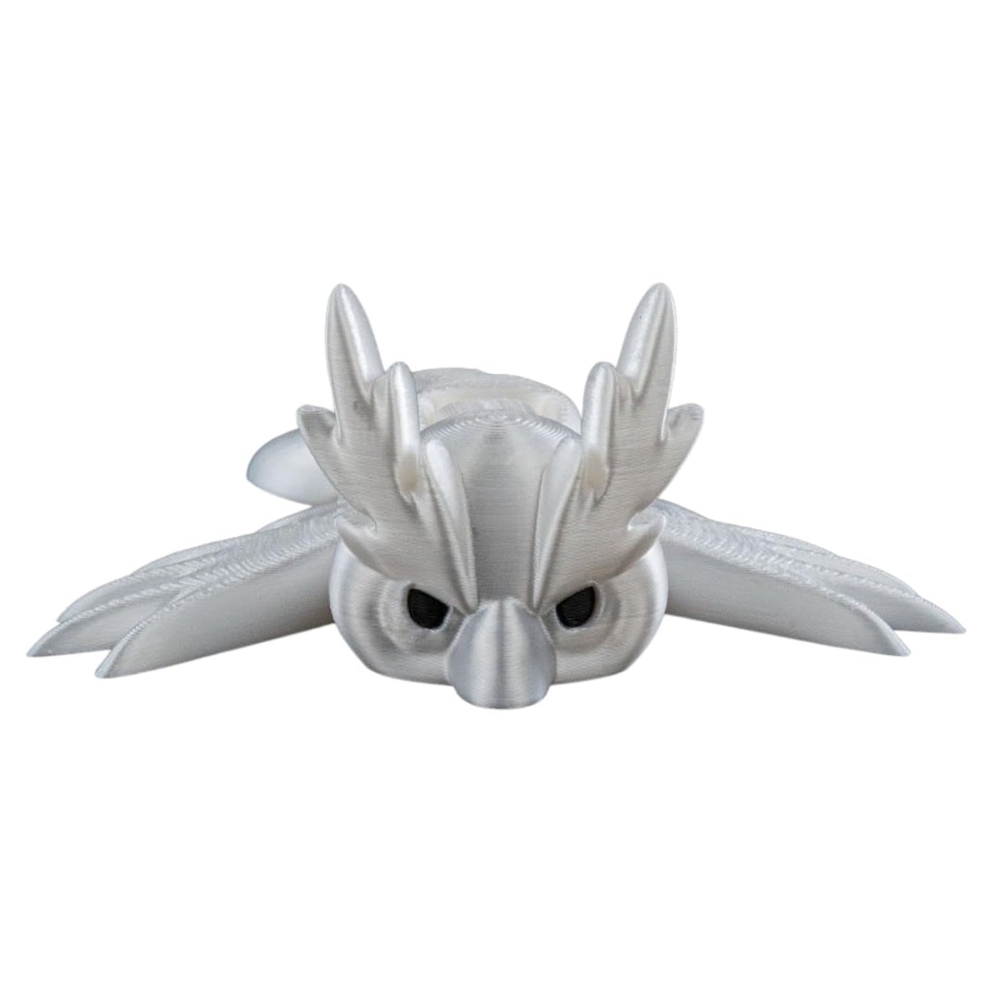Articulated Swooper Owl Figurine – Poseable Antlered Owl Fidget Sculpture for Desk or Shelf Display – 3D Printed in Canada