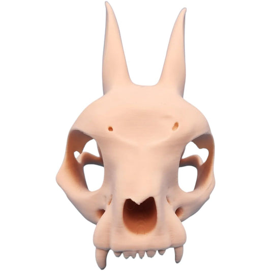 Bunny Skull Sculpture with Ears Back – Gothic Animal Anatomy Decor for Curio Shelf or Halloween Display – 3D Printed in Canada