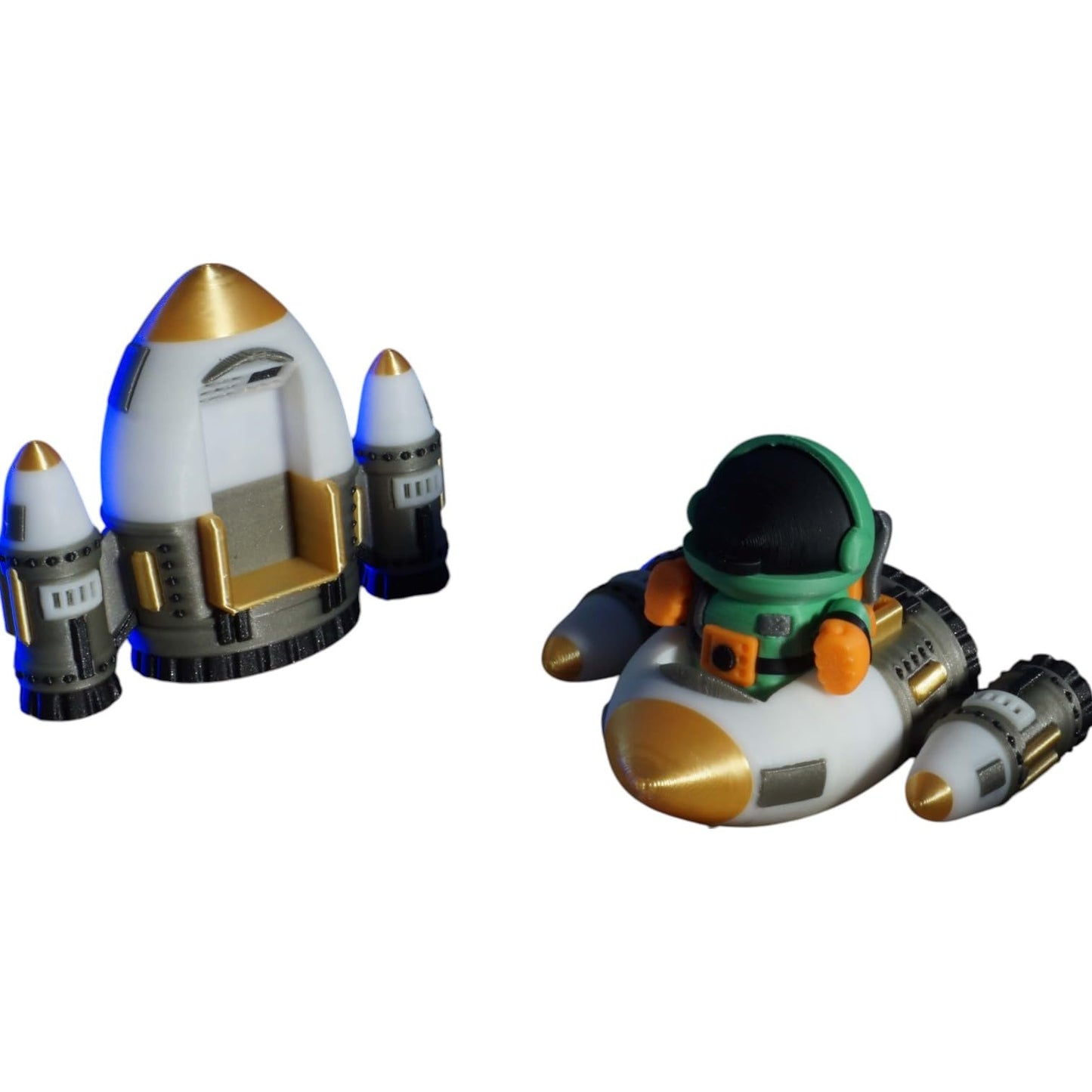 Tiny Rocketman Figurine with Retro Spaceship – Cute Desktop Space Astronaut Collectible for Display, Gifts & Fidget Fun – 3D Printed in Canada