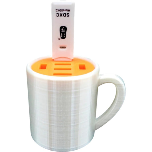 USB Drive Holder – Mini Coffee Mug Organizer for Flash Drives & Adapters – Funny Desk Accessory for Developers & Gamers – 3D Printed in Canada
