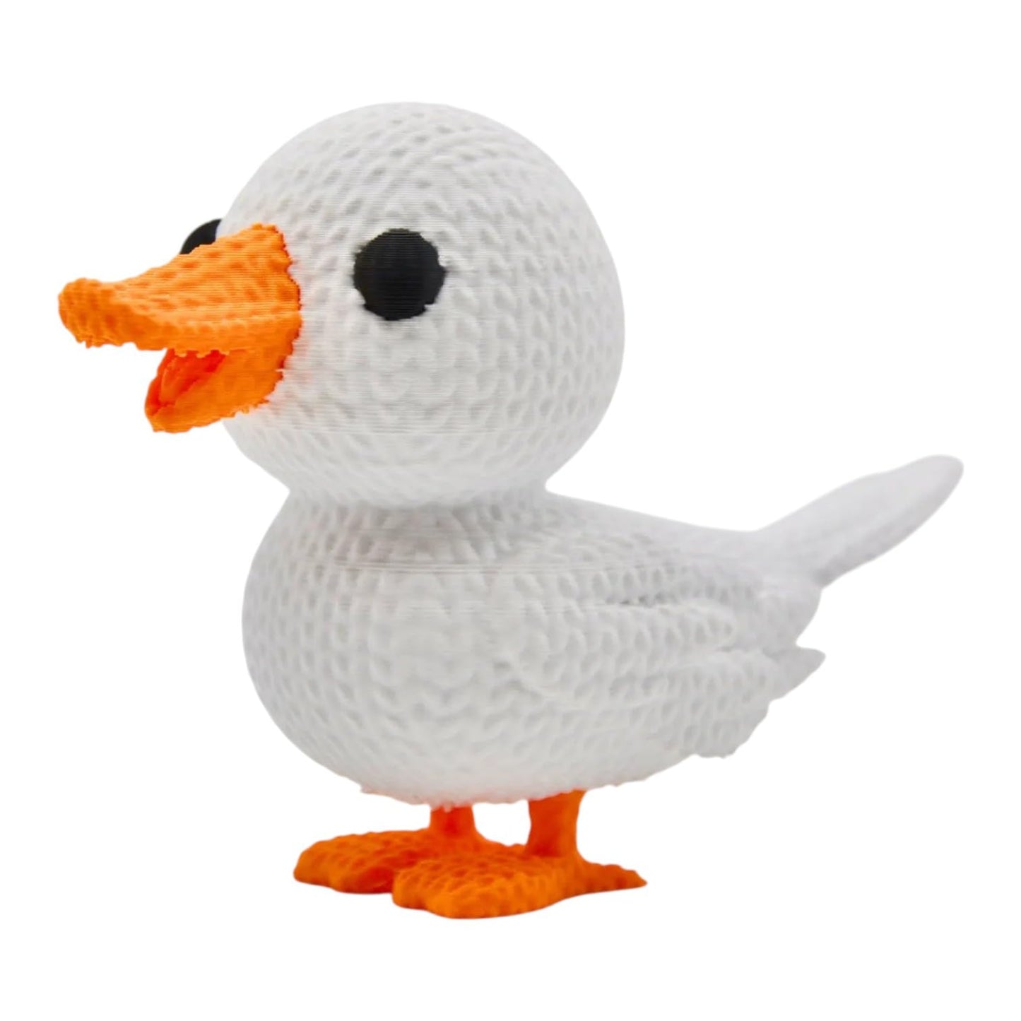Knitted Goose Figurine – Cozy Faux-Stitched Bird Sculpture with Orange Beak and Feet – 3D Printed in Canada