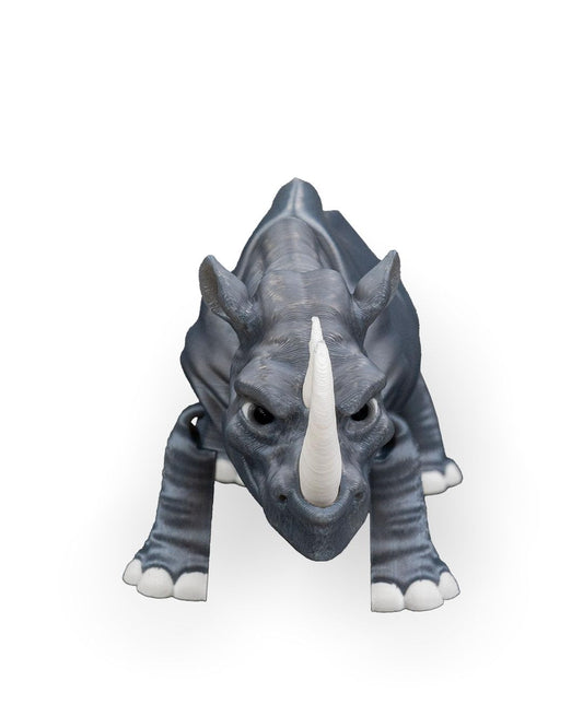 Articulated Rhinoceros Figurine – Jungle Desk Fidget for Teens & Adults – Stress Relief & Collectible – 3D Printed in Canada
