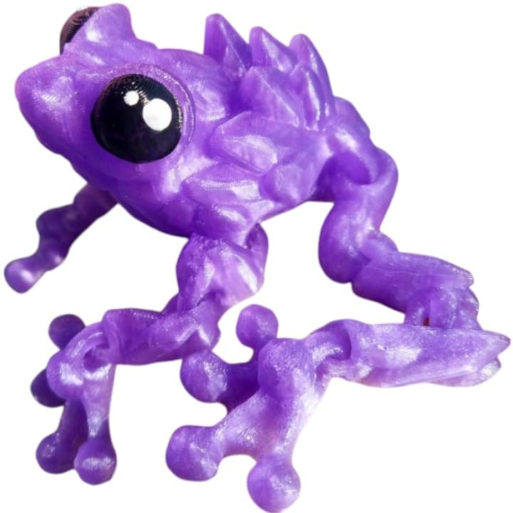 Gemstone Frog Figurine – Flexible Articulated Crystal-Inspired Amphibian Desk Pet & Collectible Sculpture – Unique 3D Printed Gift for Teens & Adults – 3D Printed in Canada