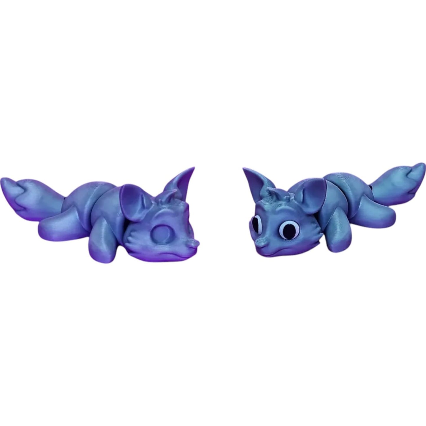 Articulated Wolf Figurine – Cute Poseable Wolf Model with Snap-Fit Eyes – 3D Printed in Canada