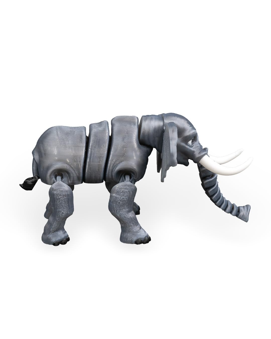 Articulated Elephant Figurine – Safari Desk Fidget for Teens & Adults – Stress Relief & Collectible – 3D Printed in Canada