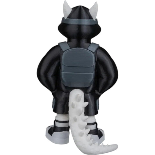 Tylrethar “Tyler” Urban Beast Figurine – 3D Printed Monster in Black Puffer Jacket & Backpack – Designer Toy for Collectors, Teens & Adults – 3D Printed in Canada