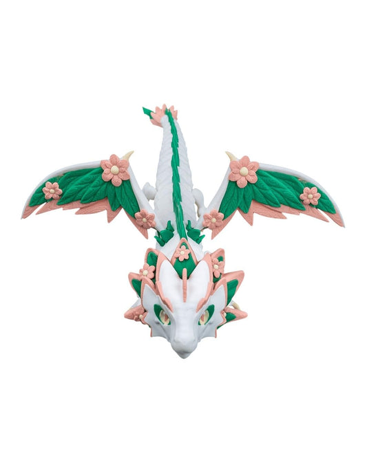 Floral Empress Articulated Dragon Figurine – Botanical Fantasy Fidget Sculpture with Cherry Blossom Details – 3D Printed in Canada