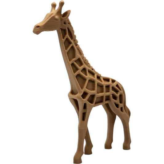Wood-Carved Giraffe Sculpture – Elegant Animal Décor in PLA with Wood for Safari & Nature-Inspired Spaces – 3D Printed in Canada