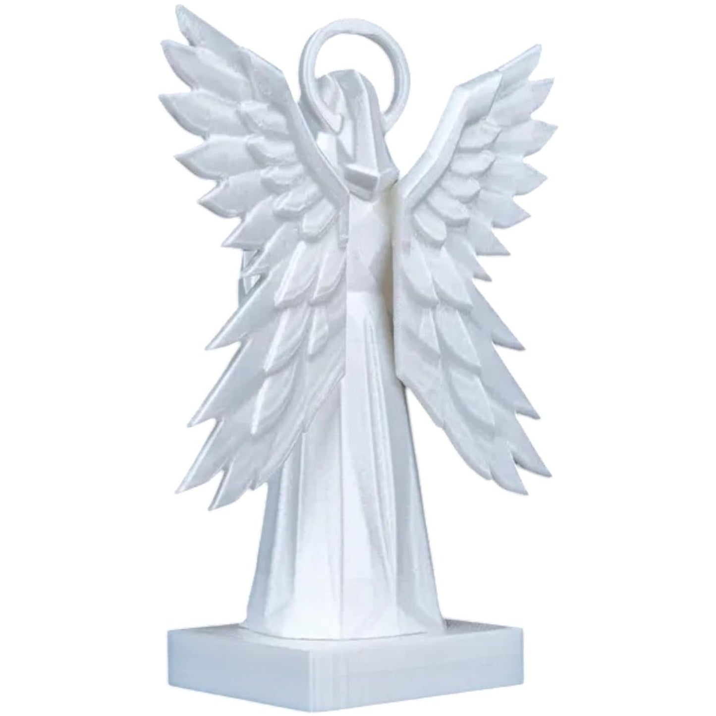Four-Winged Angel Statue – Minimalist Geometric Celestial Guardian with Halo and Book – 3D Printed Spiritual Sculpture for Home or Altar – 3D Printed in Canada