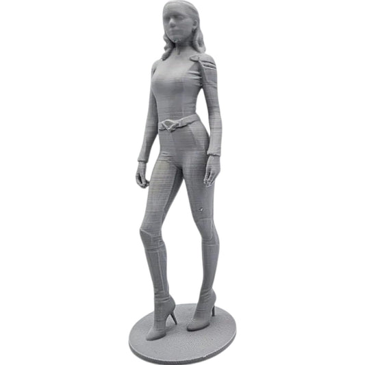 Stylized Female in Uniform Figurine – Elegant Standing Sculpture with Heels and Belted Suit – 3D Printed in Canada