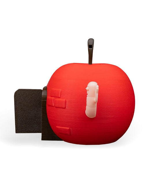 Apple Shed Fairy House – Whimsical Decorative Storage with Door & Worm Buddy – Playful Apple Figurine – 3D Printed in Canada