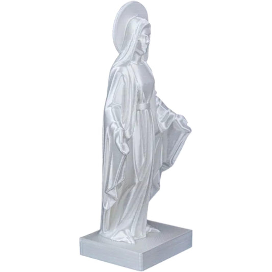 Holy Mary Statue – Minimalist Geometric Virgin Mary Sculpture with Halo for Altar, Prayer Corner or Gift Décor – 3D Printed in Canada