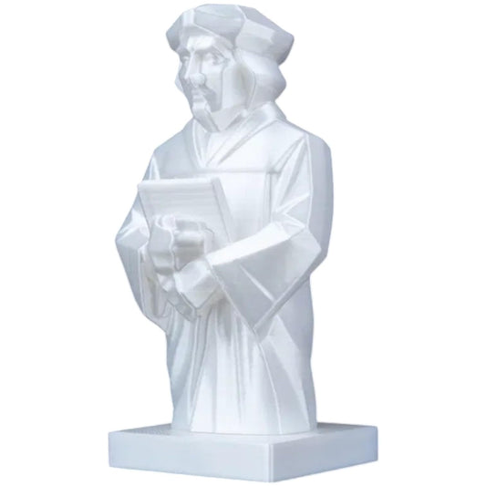 Martin Luther Statue – Minimalist Geometric Sculpture of Reformation Leader Holding Bible – 3D Printed Display for Shelf, Office or Study – 3D Printed in Canada