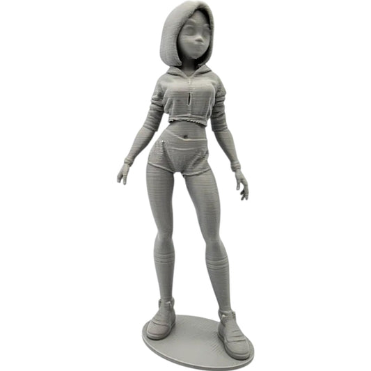 Stylized Female Rogue Figurine – Tactical Pose, Curvy Modern Assassin Look – 3D Printed in Canada