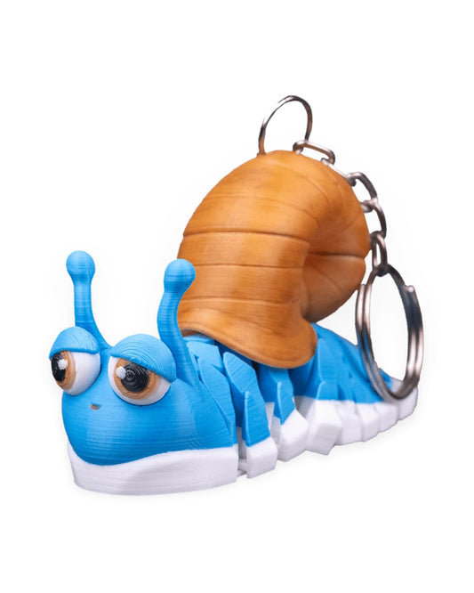 Abigail the Snail Articulated Fidget Keychain – Cute Eyed Snail Companion for Teens & Adults – 3D Printed in Canada