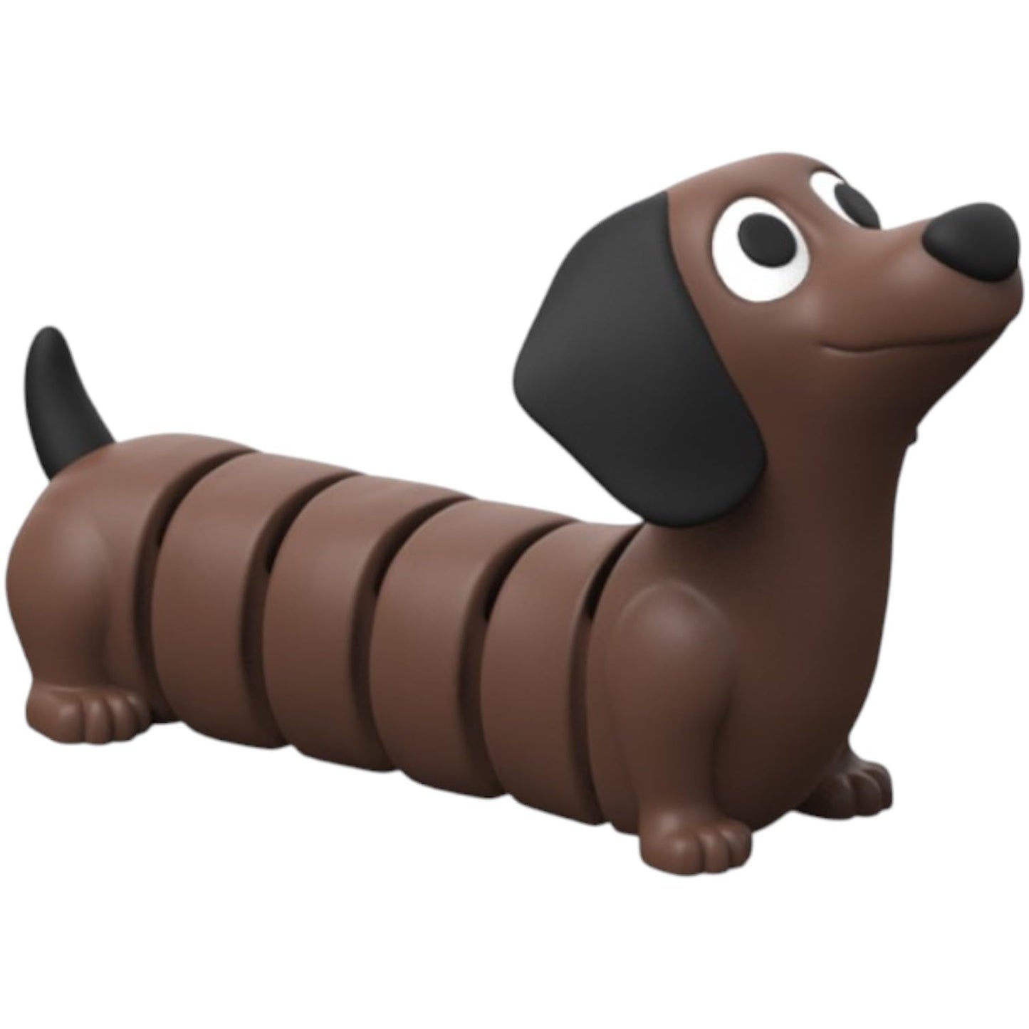Cute Articulated Wiener Dog Figurine with Big Eyes – Brown Dachshund Desk Fidget Toy for Teens & Adults – Long Dog Collectible for Stress Relief & Decor – 3D Printed in Canada