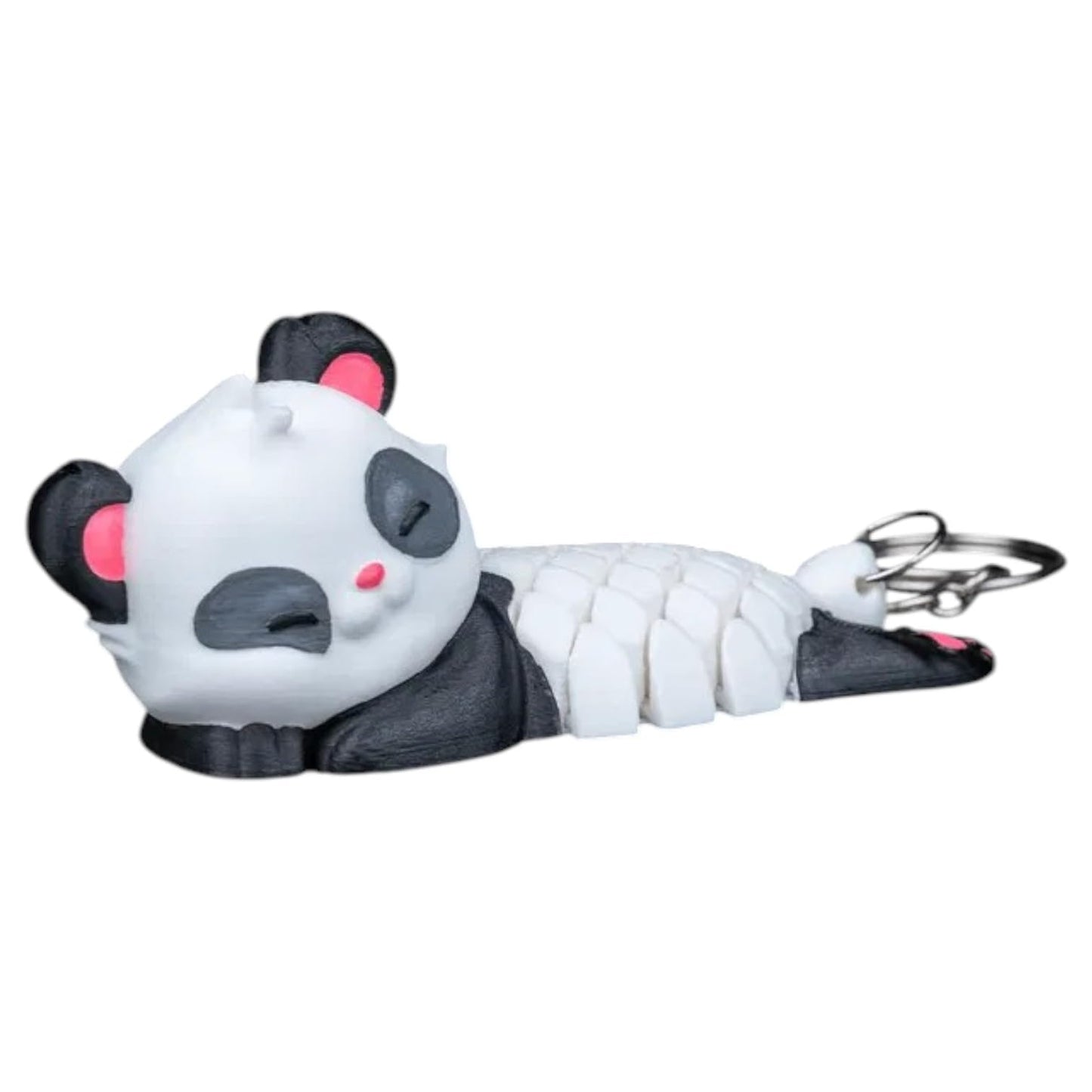 Amanda the Panda Fidget Keychain – Flexible Articulated Mesh Panda Figurine for Stress Relief & Bag Charm – Cute 3D Printed Animal Accessory – 3D Printed in Canada