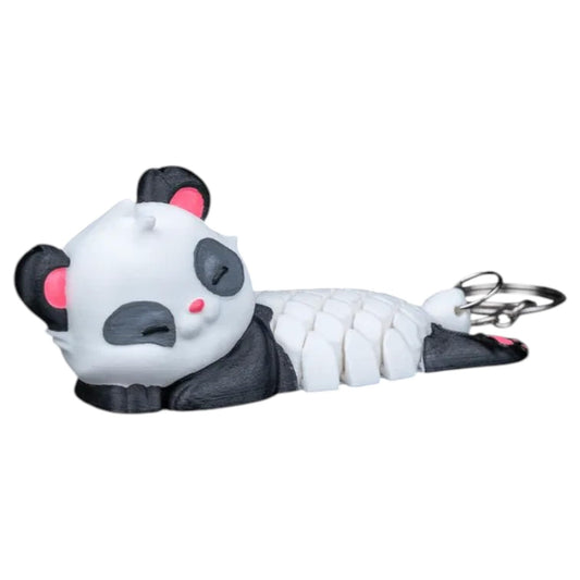 Amanda the Panda Fidget Keychain – Flexible Articulated Mesh Panda Figurine for Stress Relief & Bag Charm – Cute 3D Printed Animal Accessory – 3D Printed in Canada