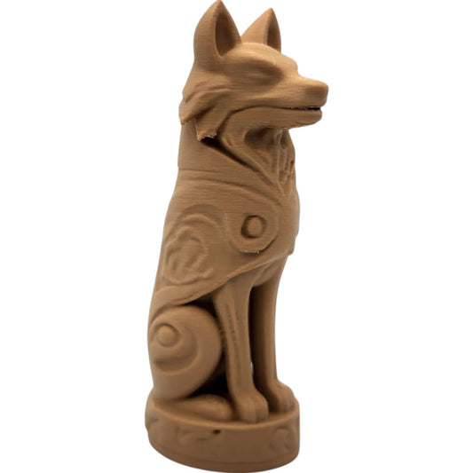 Wood Carved-Style Wolf Totem Figurine – Symbolic 3D Printed Sculpture for Rustic Decor, Tribal Displays & Nature Collectors – 3D Printed in Canada