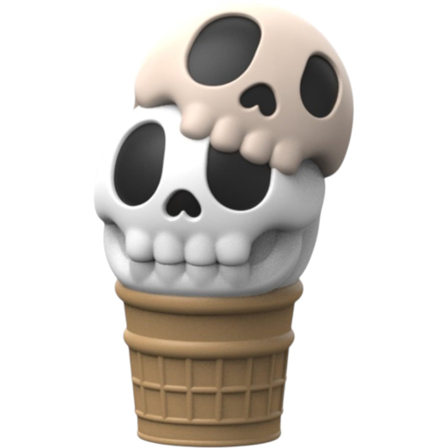 Scream Cone Skull Ice Cream Figurine – Creepy Cute Halloween Display Piece for Shelves, Desks, or Tiered Trays – 3D Printed in Canada