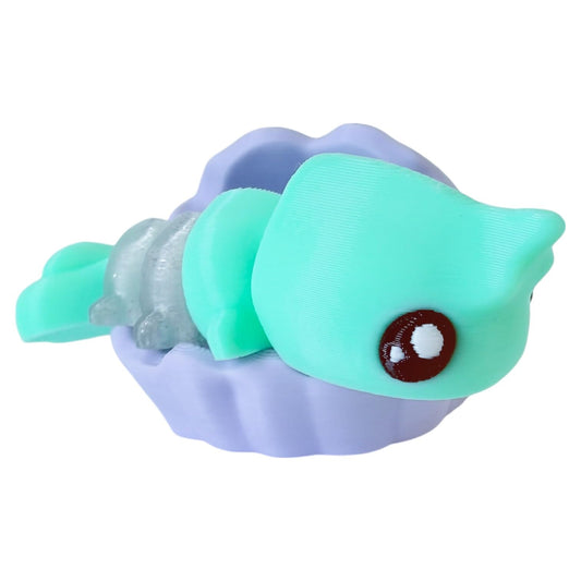 5-Pack Mini Shrimp Critters Figurines – Articulated Sea Creature Fidget Toys for Desk, Shelf, or Collectible Display – Cute Ocean Flexi Models in Seashell – 3D Printed in Canada