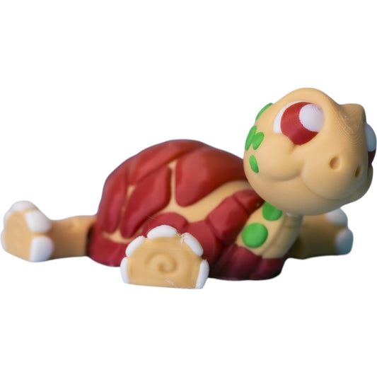 Adorable Articulated Tortoise – Poseable Red-Shelled Turtle Figurine with Movable Limbs for Teens & Adults – 3D Printed in Canada