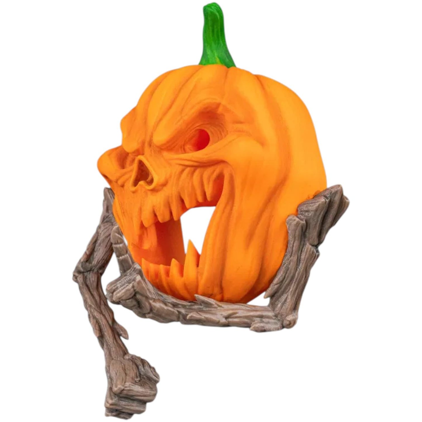 Hallowed Hush Pumpkin Door Knocker – Spooky Halloween Skeleton Wall Décor Prop with No Screws or LED – Creepy Jack-o'-Lantern Display for Haunted Entryways – 3D Printed in Canada