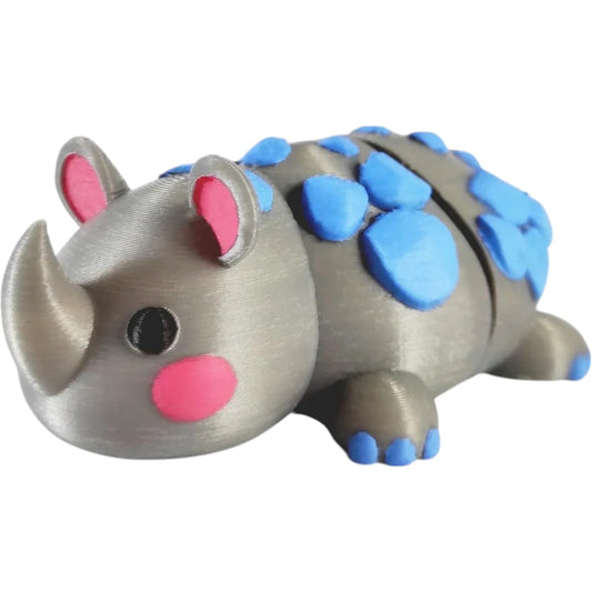 Adorable Rhino Figurine with Articulated Body – 3D Printed in Canada