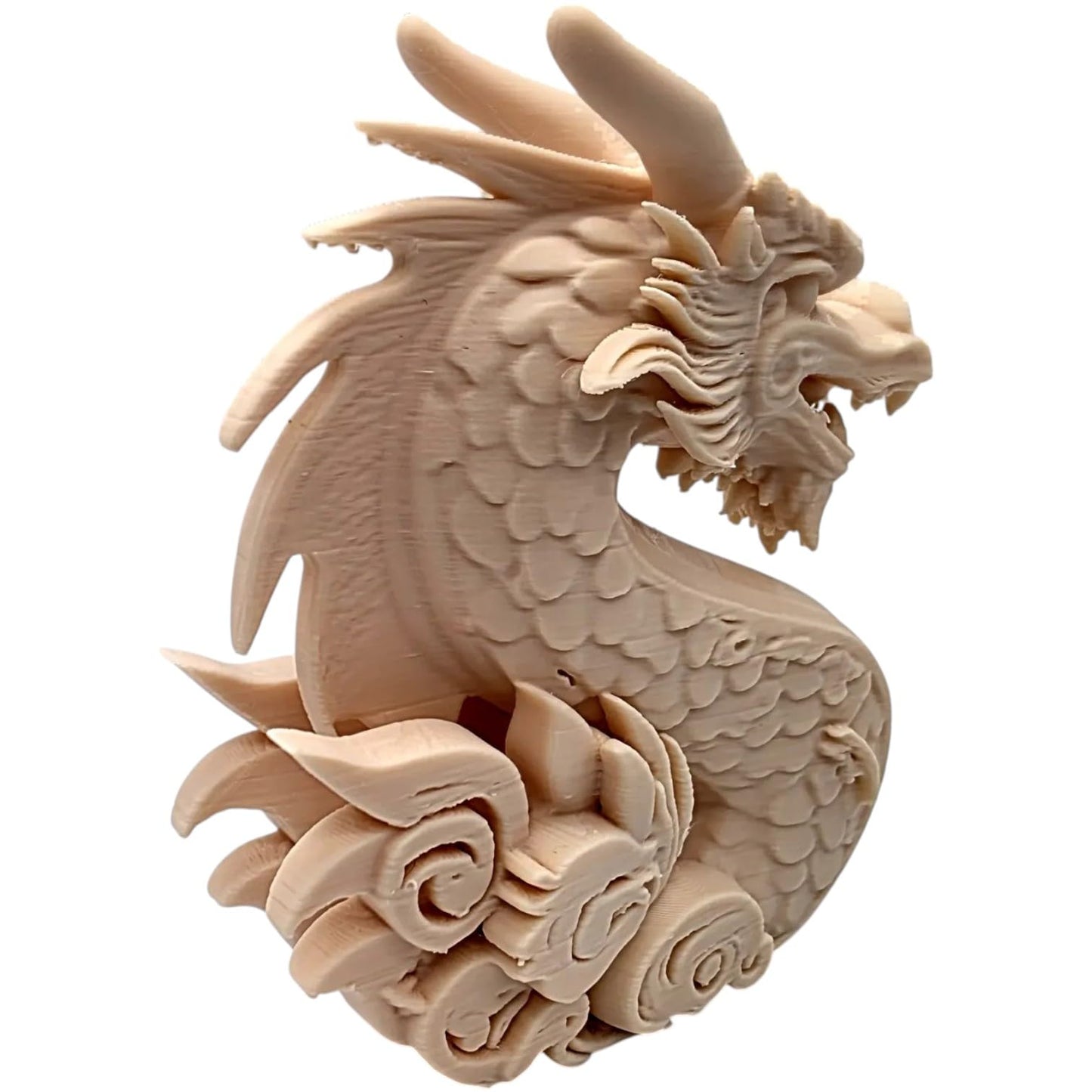 Cloud Dragon Figurine – Elegant Spiral-Body Eastern Dragon Statue with Flowing Details – 3D Printed in Canada