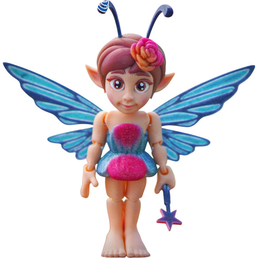 Whimsical Articulated Fairy Figurine – Print-in-Place Fantasy Shelf Collectible with Wings and Wand – 3D Printed in Canada