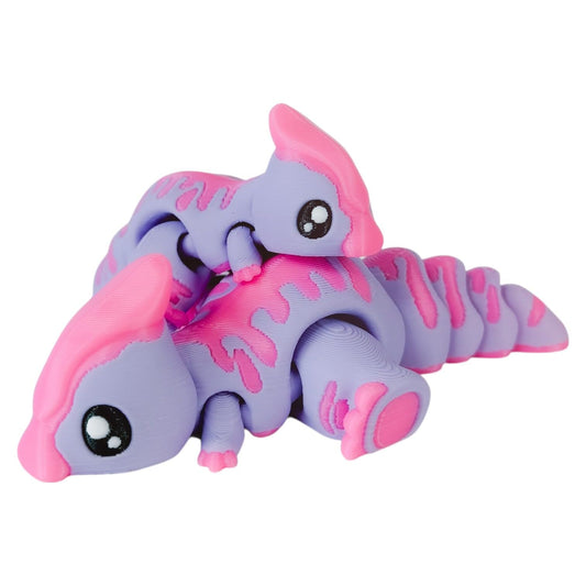 5-Pack Mini Parasaur Critters Figurines – Articulated Pastel Dino Fidget Toys for Desk, Shelf, or Collectible Display – Cute Flexi Dinosaur Models – 3D Printed in Canada