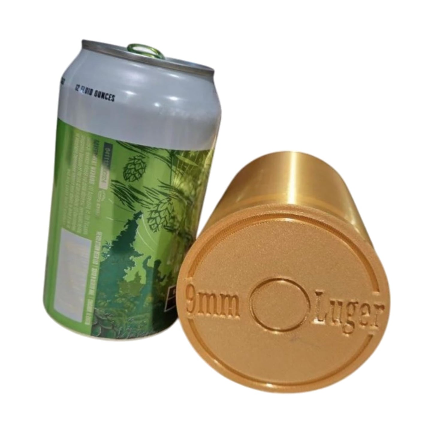 9mm Hollow Point Can Holder – Gold & Copper Bullet-Inspired Drink Sleeve for 12oz Cans – 3D Printed in Canada