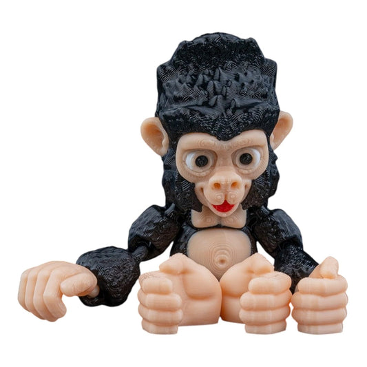 Articulated Baby Gorilla Figurine with Grips – Cute Monkey Fidget Desk Toy for Teens & Adults – Collectible Jungle Animal Decor – 3D Printed in Canada