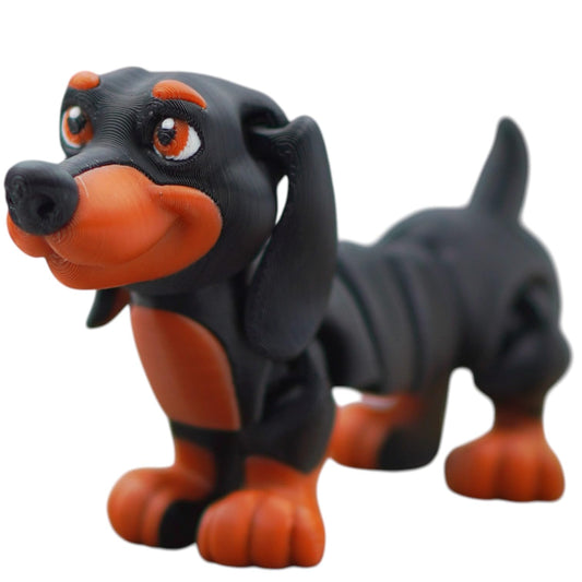 Adorable Dachshund Figurine with Articulated Body – Collectible Wiener Dog Model for Desk or Shelf Display – 3D Printed in Canada
