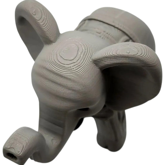 Carved Elephant Toy – Decorative Safari-Inspired Elephant Figurine with Raised Trunk – 3D Printed in Canada