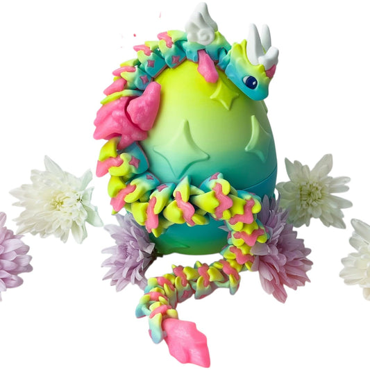 Atria Dragon Figurine with Egg Container – Colorful Fantasy Creature Collectible Sculpture for Desk, Shelf or Gift Display – 3D Printed in Canada