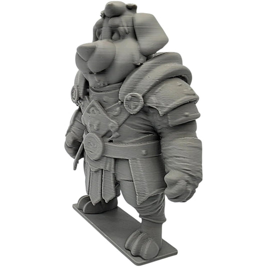 Dog Mercenary Figurine – Fantasy Warrior Miniature for Display, TTRPG, or Desk Decor – Anthropomorphic Dog Soldier – 3D Printed in Canada