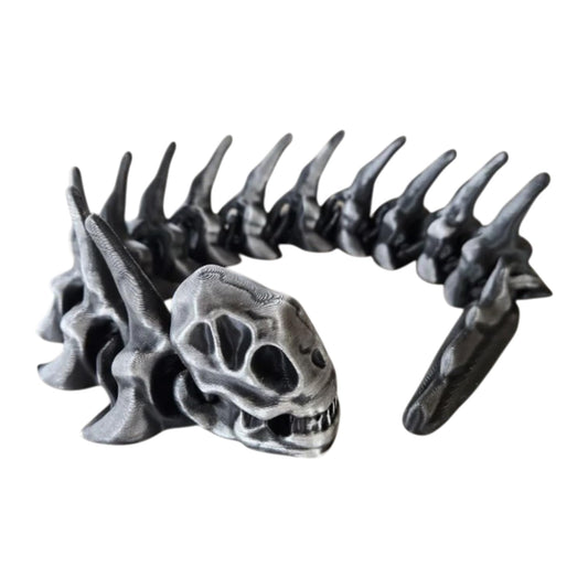 Alien Skull Snake – Articulated Fossil Creature with Spiny Back and Movable Body Segments – 3D Printed in Canada