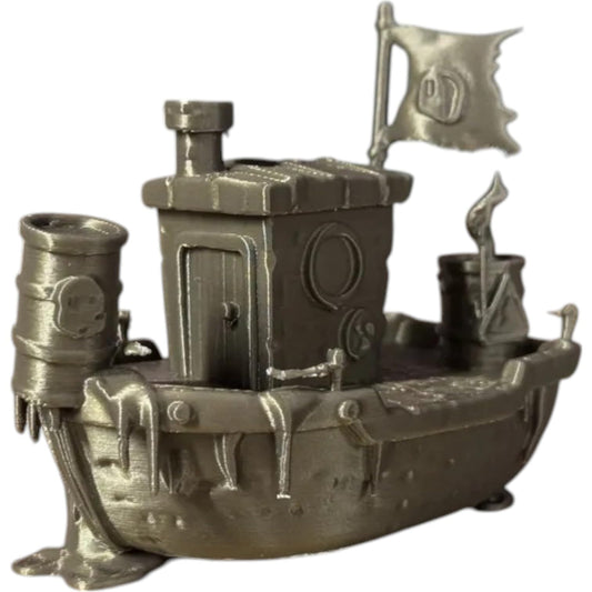 Wasteland Tugboat – Oozing Industrial Boat Sculpture for Display, Gifting & Conversation – 3D Printed in Canada