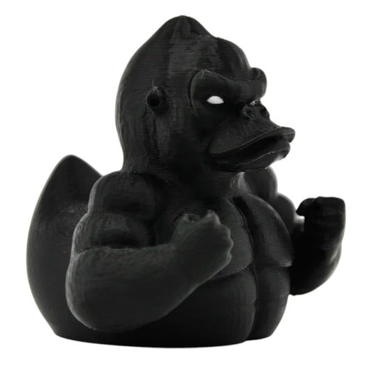 Mighty Gorilla Duck Figurine - Collectible Black Rubber Duck - Muscle Ape Duck for Shelf Display, Desk Decor - Ducks for Jeeps - Unique Novelty Duck Gift for Home, Office, Car - 3D Printed in Canada