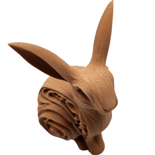 Wood Carved-Style Rabbit Figurine – Artistic 3D Printed Bunny Sculpture for Shelf Display, Nature-Inspired Decor & Collectors – 3D Printed in Canada