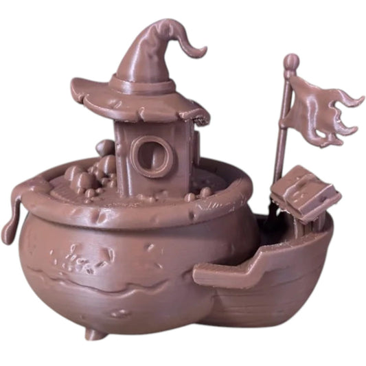 Witch’s Cauldron Boat – Spooky Halloween Cauldron Ship Display Piece for Fantasy Fans – 3D Printed in Canada